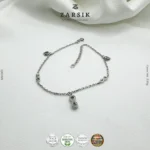 Infinity & Heart Charm Anklet, 925 Sterling Silver Rhodium-Plated - Image 4