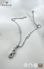 Infinity & Heart Charm Anklet, 925 Sterling Silver Rhodium-Plated - Image 3