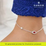 925 Sterling Silver Anklet with Red stone – Rhodium-Plated Jewelry for Women - Image 2