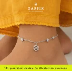 Star and Snowflake Anklet for Women - 925 Sterling Silver - Image 2