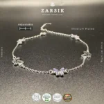 Butterfly Anklet with Blue Stone Charms - Adjustable 925 Sterling Silver - Image 4