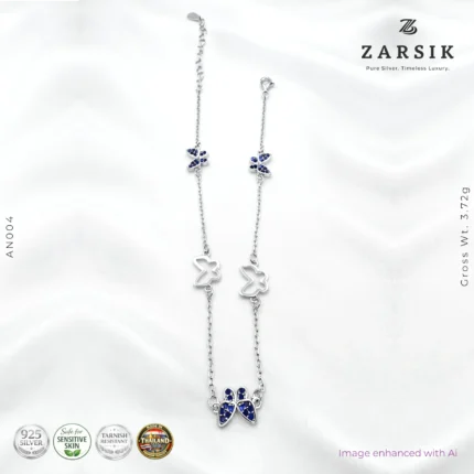 925 Sterling Silver Butterfly Anklet