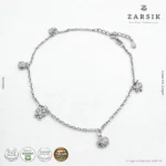 Butterfly & Beetle Charm Anklet – 925 Sterling Silver Rhodium Plated - Image 3