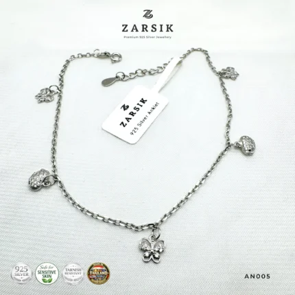 Butterfly & Beetle Charm Anklet