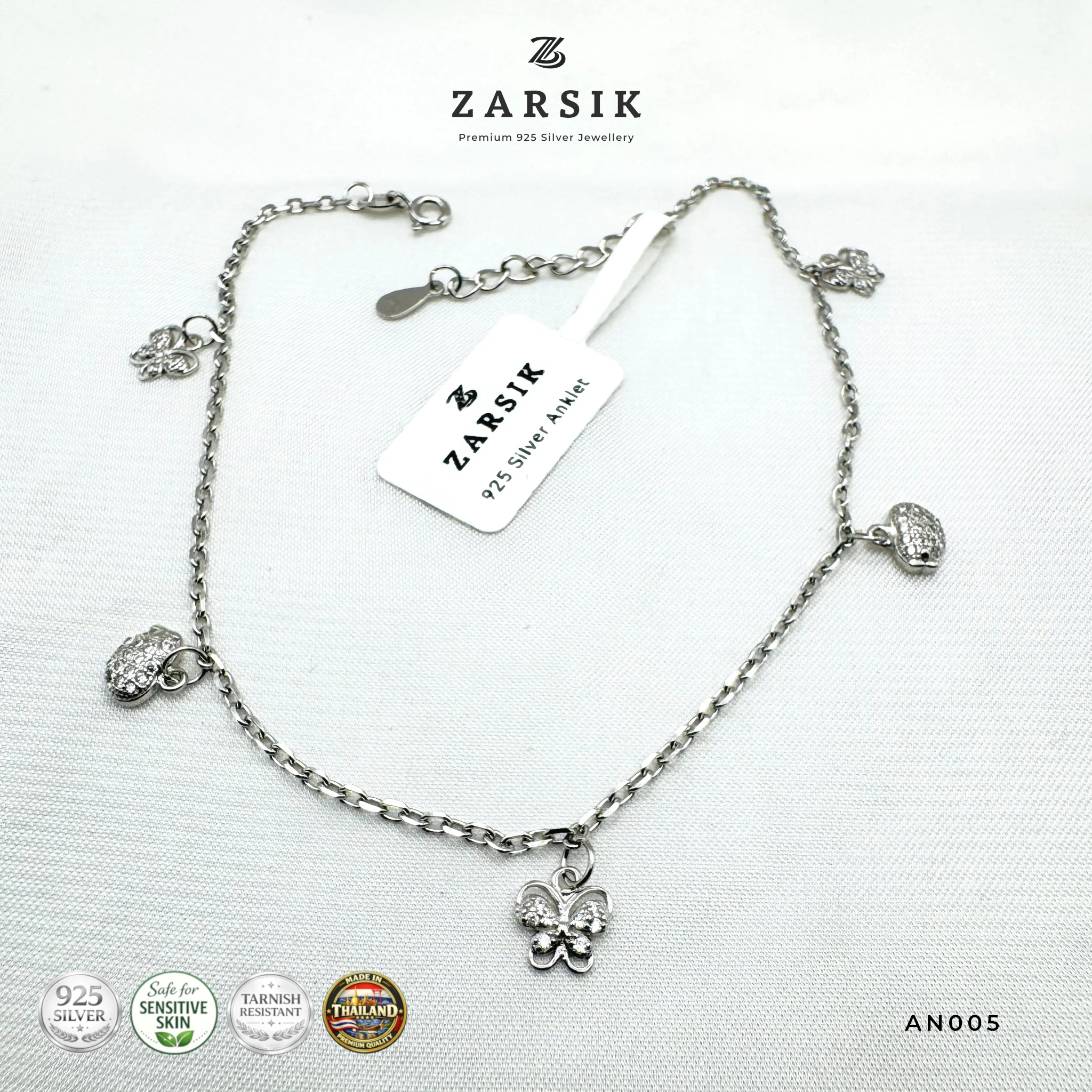 AN005 - Butterfly & Beetle Charm Anklet Butterfly & Beetle Charm Anklet