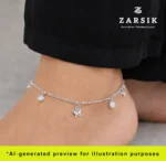 Butterfly & Beetle Charm Anklet – 925 Sterling Silver Rhodium Plated - Image 2