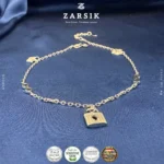 925 Sterling Silver Infinity Anklet with Lock Charm