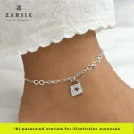 925 Sterling Silver Infinity Anklet with Lock Charm