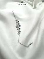 Luxury 925 Sterling Silver Bridal Jewellery Set with Blue Stone & Cubic Zirconia – Rhodium‑Plated - Image 2