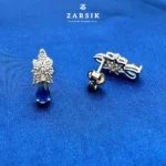 Luxury 925 Sterling Silver Bridal Jewellery Set with Blue Stone & Cubic Zirconia – Rhodium‑Plated - Image 3