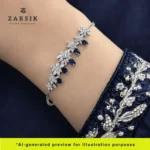 Luxury 925 Sterling Silver Bridal Jewellery Set with Blue Stone & Cubic Zirconia – Rhodium‑Plated - Image 4