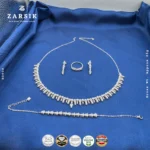 Complete Zarsik BD008 925 sterling silver jewellery set with necklace, bracelet, earrings, and ring, all featuring diamond‑like CZ brilliance.