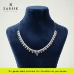 Zarsik BD008 cascading‑fringe necklace in 925 sterling silver with rhodium plating and brilliant CZ stones.