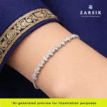 Try on preview of Adjustable 925 silver bracelet from the Zarsik BD008 set featuring hand‑set cubic zirconia in a delicate fringe pattern.