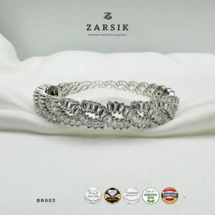 925 Silver Cubic Zirconia Wave Bracelet