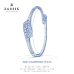 925 sterling silver CZ leaf design bracelet rhodium plated close up