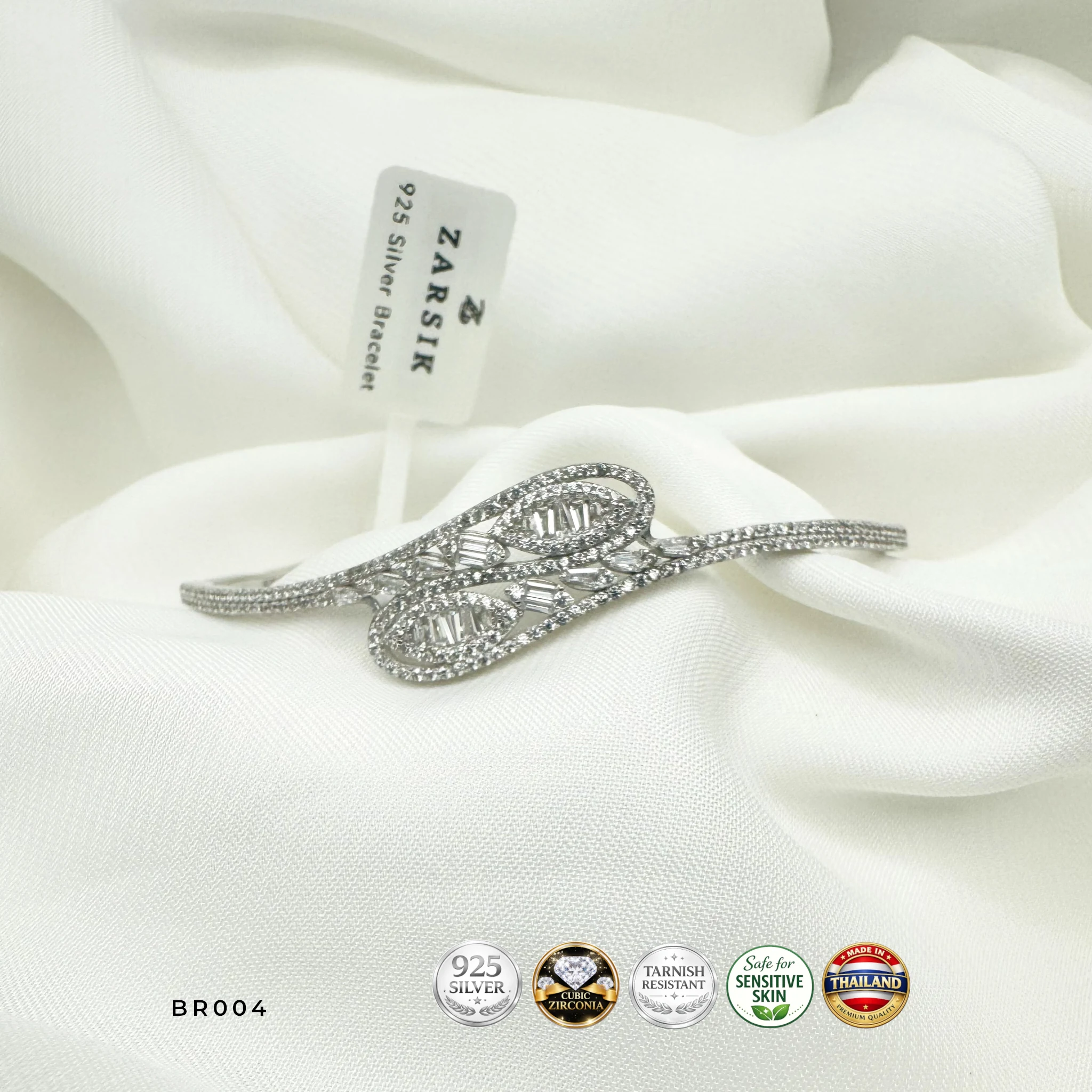 BR004 - Cubic Zirconia Leaf Design Bracelet Cubic Zirconia Leaf Design Bracelet