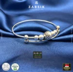Forever Love Bali 925 sterling silver dual-band beaded adjustable bracelet, luxury jewellery product shot on clean background