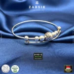 Forever Love Bali 925 sterling silver dual-band beaded adjustable bracelet, luxury jewellery product shot on clean background
