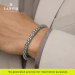 Regal Italian Rhodium Plated 925 Silver Hexa Cuff Bracelet – Unisex - Image 3