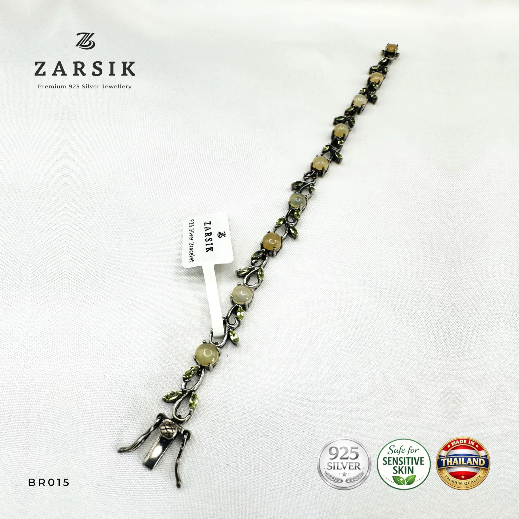 BR015 - Mystic Meadow 925 Oxidised Silver Opal & Peridot Bracelet Mystic Meadow 925 Oxidised Silver Opal & Peridot Bracelet