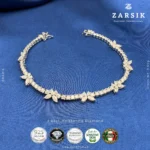 Elegant Moissanite Butterfly Tennis Bracelet in Italian 925 Sterling Silver featuring 3.88ct brilliant-cut stones on a clean background.