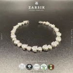 Italian moissanite tennis bracelet in rhodium plated 925 sterling silver with 3.81CT sparkling stones