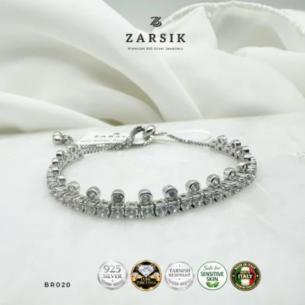 Dual-Row Cubic Zirconia Bolo Bracelet