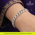 Woman wearing rhodium-plated 925 sterling silver Cuban link bracelet with modern luxury styling