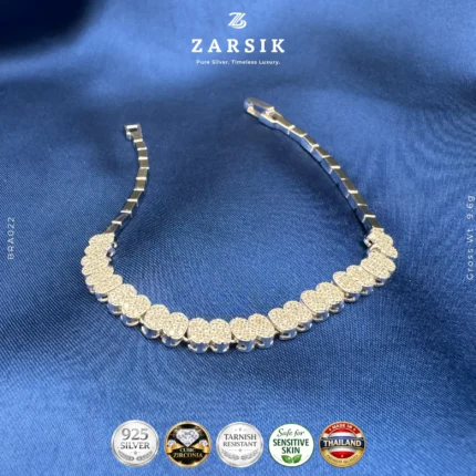 Radiant CZ line tennis bracelet in rhodium plated 925 sterling silver with sparkling Cubic Zirconia stones