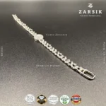 Close-up detail of rhodium-plated 925 sterling silver halo bracelet with sparkling Cubic Zirconia stones