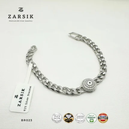 Pure Silver Glamorous Halo Link Bracelet