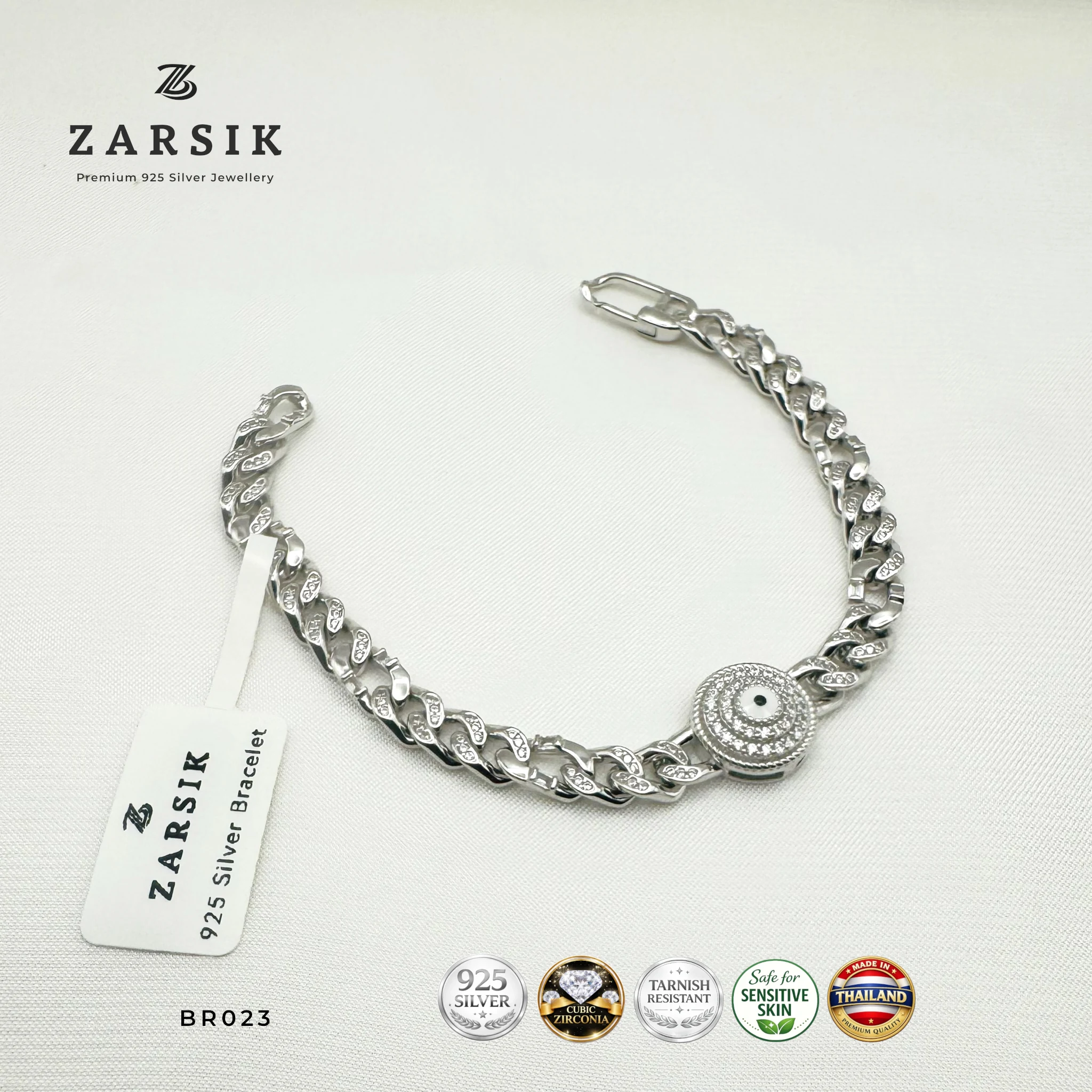 BR023 - Pure Silver Glamorous Halo Link Bracelet Pure Silver Glamorous Halo Link Bracelet