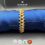 Unisex Luxury Gold Plated Cuban Link Bracelet with Cubic Zirconia – Heavy Statement Jewellery - Image 3