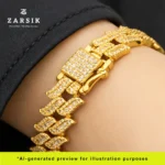 Unisex Luxury Gold Plated Cuban Link Bracelet with Cubic Zirconia – Heavy Statement Jewellery - Image 2