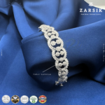 925 sterling silver rhodium plated cubic zirconia bracelet showcasing elegant Thai craftsmanship with brilliant sparkle on a clean background