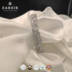 925 sterling silver rhodium plated CZ wave bracelet showcasing elegant interwoven design with sparkling cubic zirconia stones