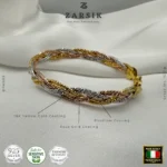 Tricolour 925 sterling silver braided bracelet with 18K gold, rose gold, and rhodium plating, made in Italy, shown on a clean background highlighting luxury design and texture