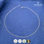 Italian 925 silver fine cable chain rhodium plated for pendants on blue background