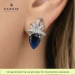 Elegant 925 Sterling Silver Blue Teardrop Earrings with Cubic Zirconia Accents - Image 2