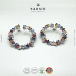Prism Aura 925 Silver Multicolour Baguette Hoop Earrings
