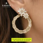 Radiant Thai Bloom Hoop Earrings in 925 Silver, Gold Plated - Image 2