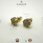 Cubic zirconia gold-plated stud earrings radiant bloom floral cluster