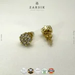 Bloom Cubic Zirconia Gold-Plated Stud Earrings – 925 Sterling Silver, Made in Thailand - Image 3