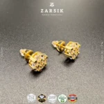 Bloom Cubic Zirconia Gold-Plated Stud Earrings – 925 Sterling Silver, Made in Thailand - Image 4