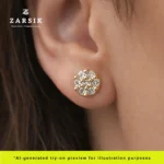 Bloom Cubic Zirconia Gold-Plated Stud Earrings – 925 Sterling Silver, Made in Thailand - Image 2