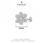 Blooming Brilliance CZ Flower Stud Earrings in 925 Rhodium-Plated Silver - Image 5