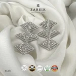 Triple Diamond-Shaped 925 Silver CZ Drop Earrings