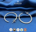 925 Silver Hoop Earrings with Cubic Zirconia – Rhodium-Plated Elegance - Image 3