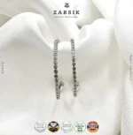 925 Silver Hoop Earrings with Cubic Zirconia – Rhodium-Plated Elegance - Image 4